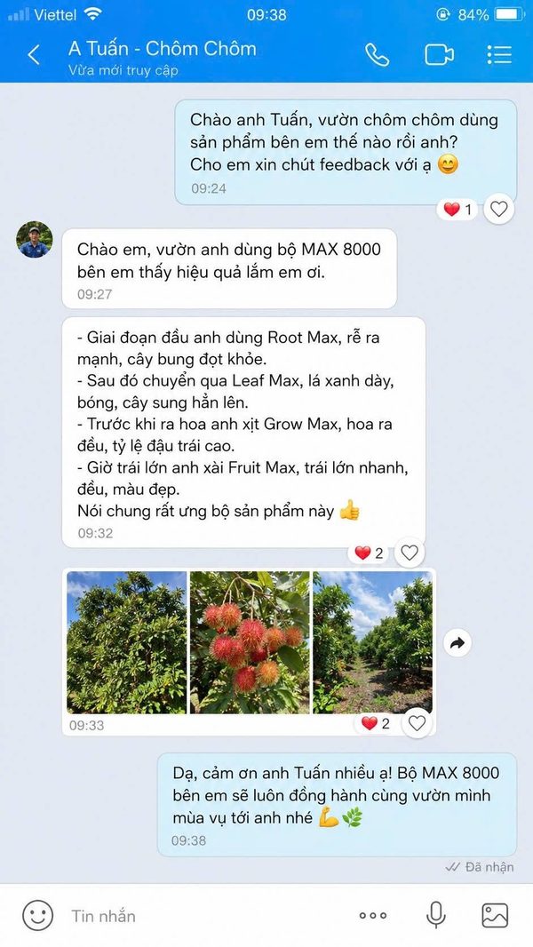 Phản hồi khách hàng sử dụng phân bón AGRIAMIN NPK 8000