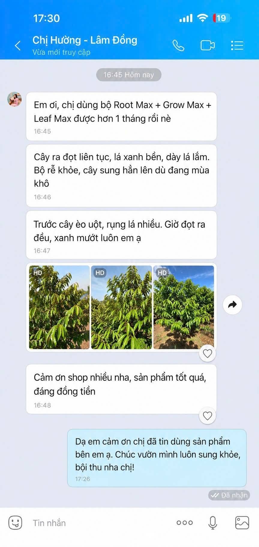 Phản hồi khách hàng sử dụng phân bón AGRIAMIN NPK 8000