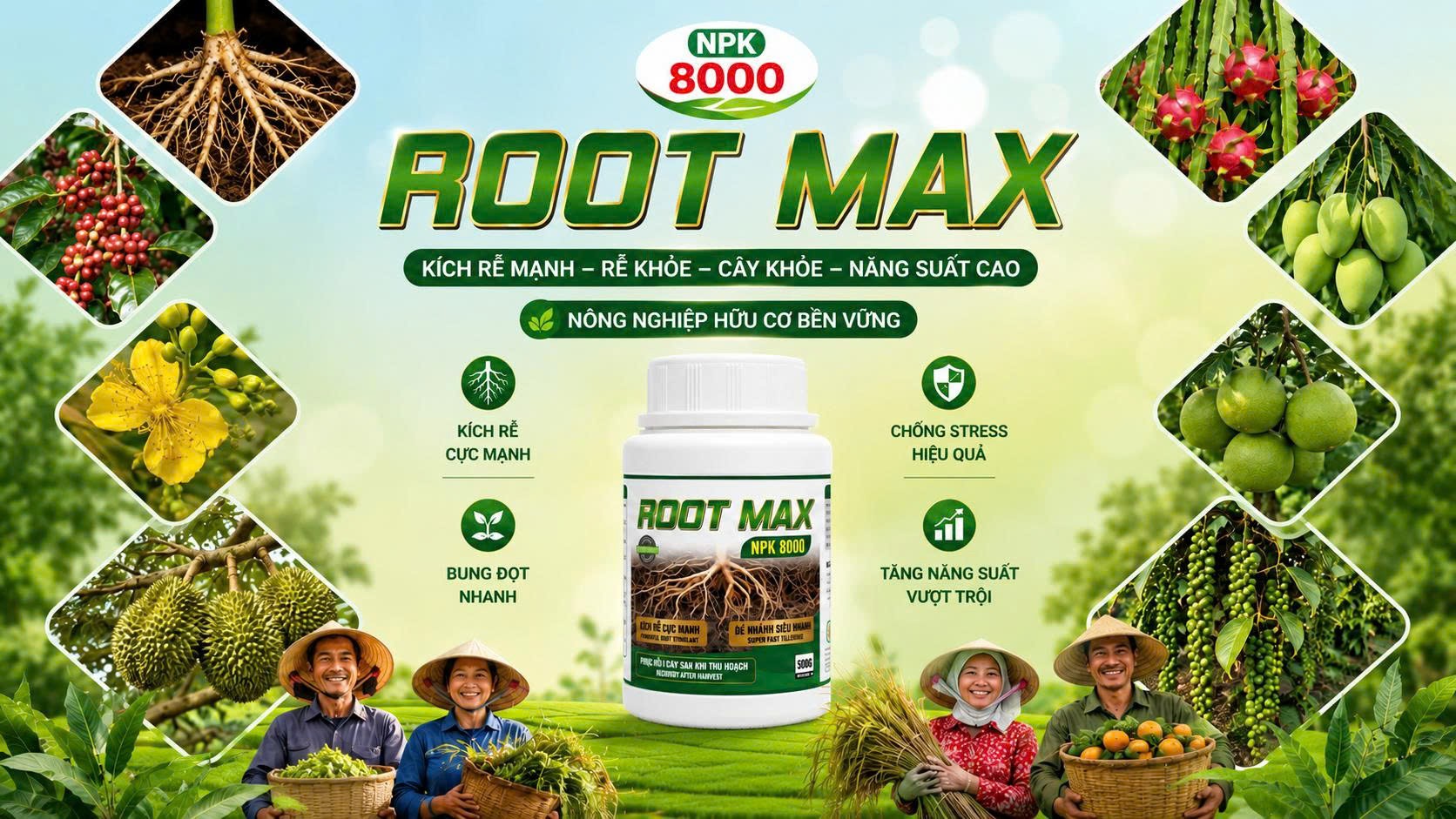 Phân bón kích rễ RootMax NPK 8000 - AGRIAMIN